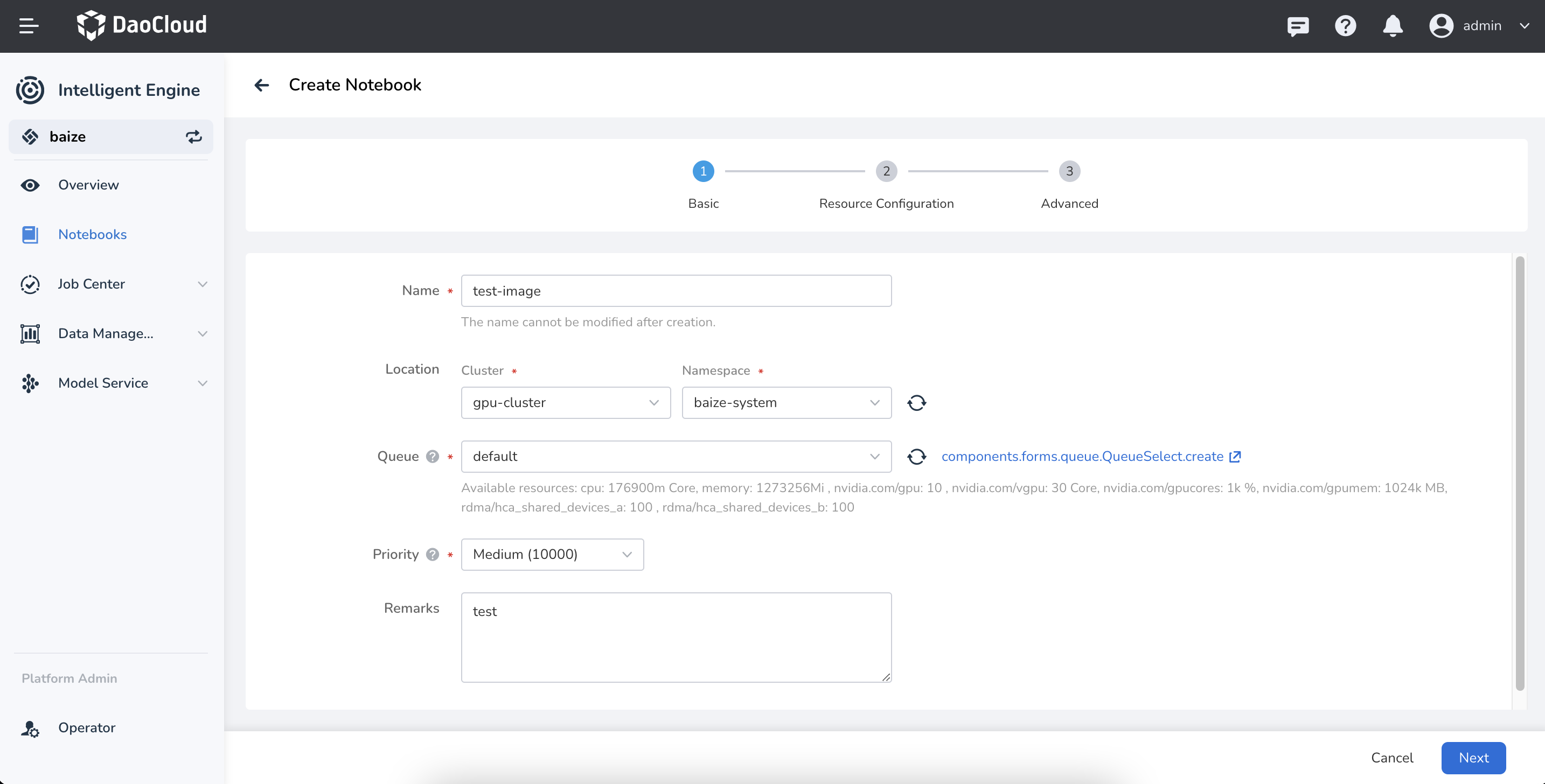 Creating notebook interface